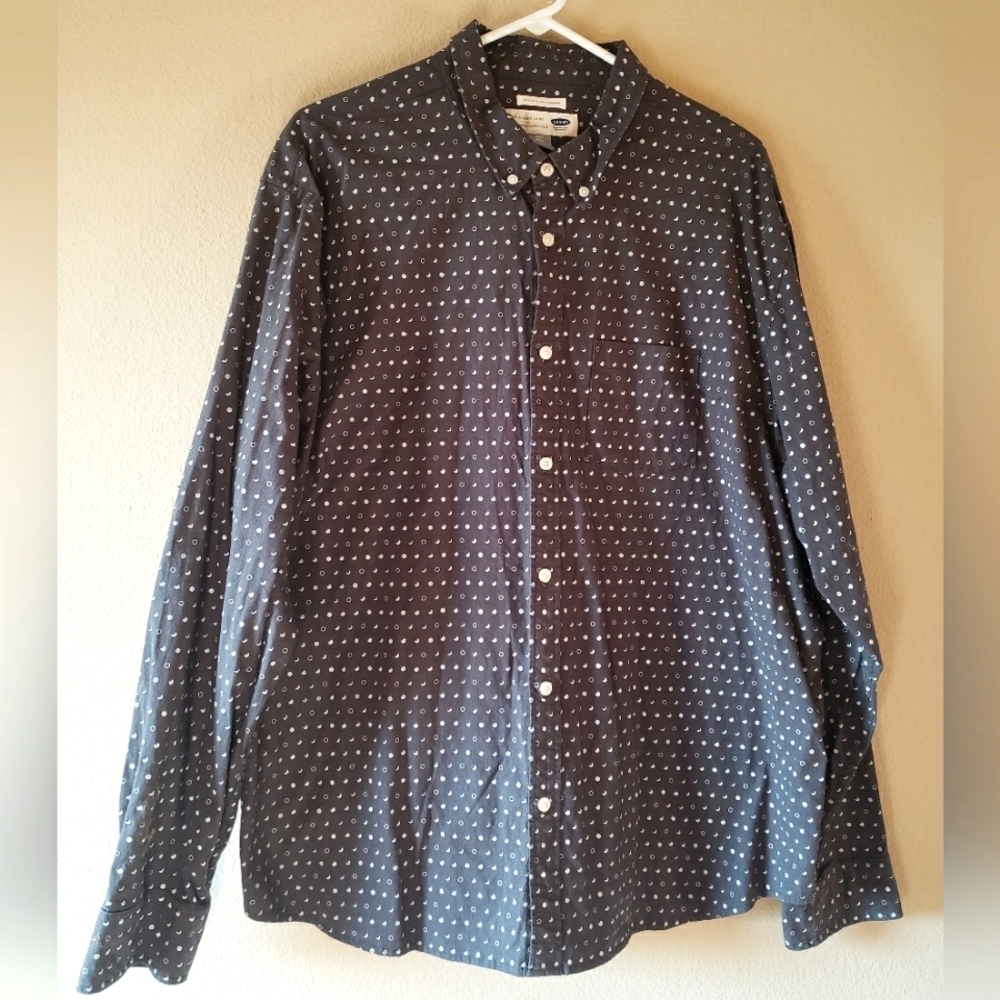 Old Navy Button Up Men's Classic Shirt Black Moon Long Sleeve - XXL - Picture 1 of 5